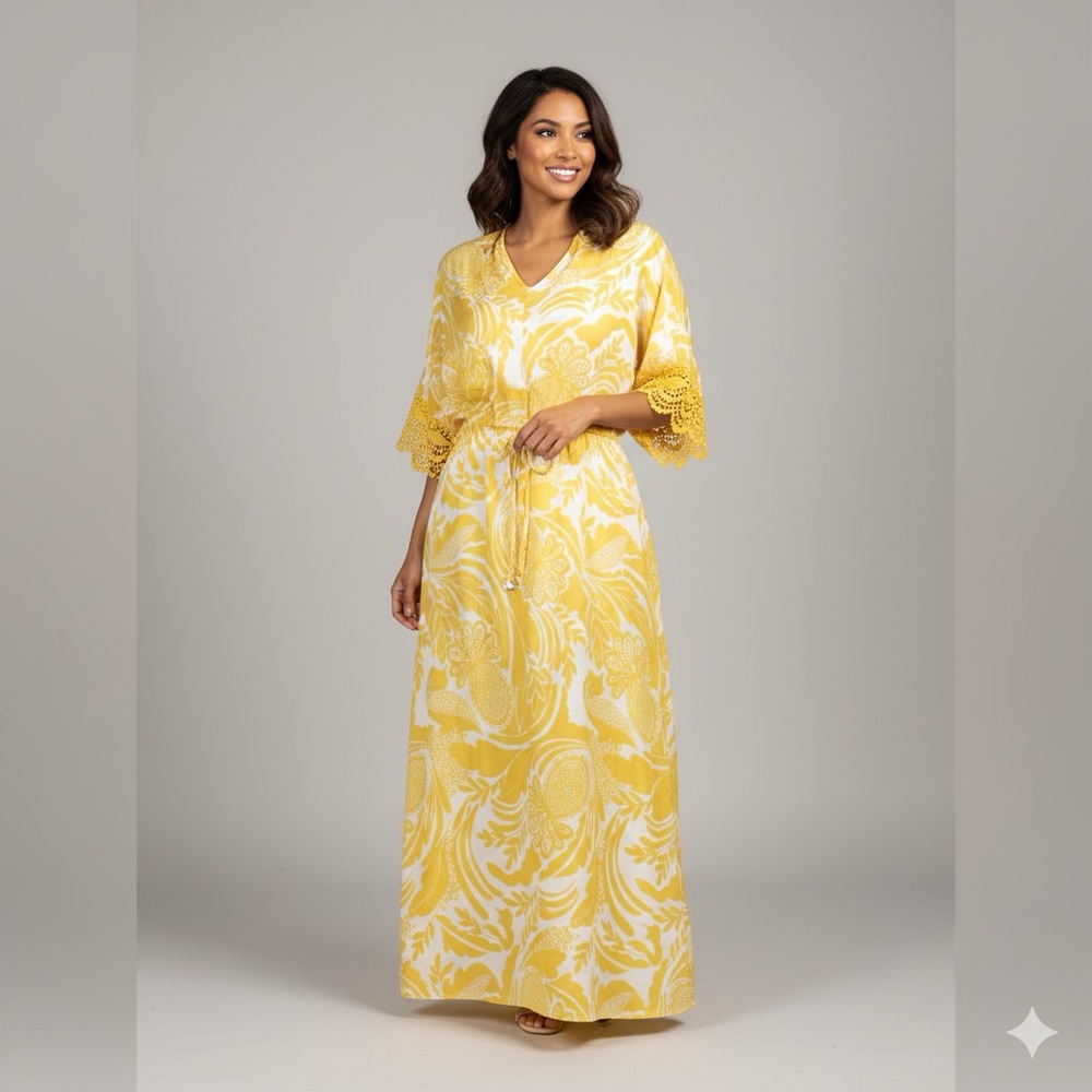 NWT Mille Gabrielle Yellow Sundress Coverup S | Resort Chic | Coastal Boho
